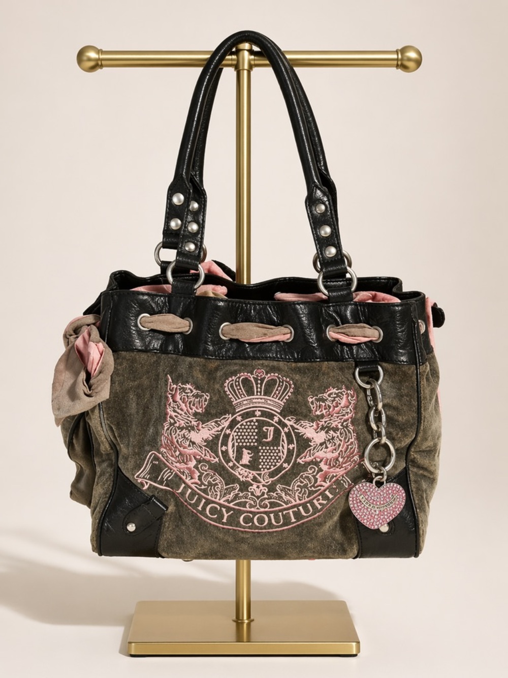 Vintage Juicy Couture Satin Daydreamer Bag 💖 Grey/Pink • Scottie Dogs